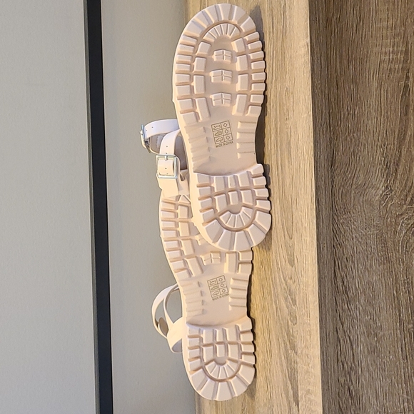 Shein Vegan Leather Double Buckled Ankle Strap Sandals in Off-White - Picture 11 of 13